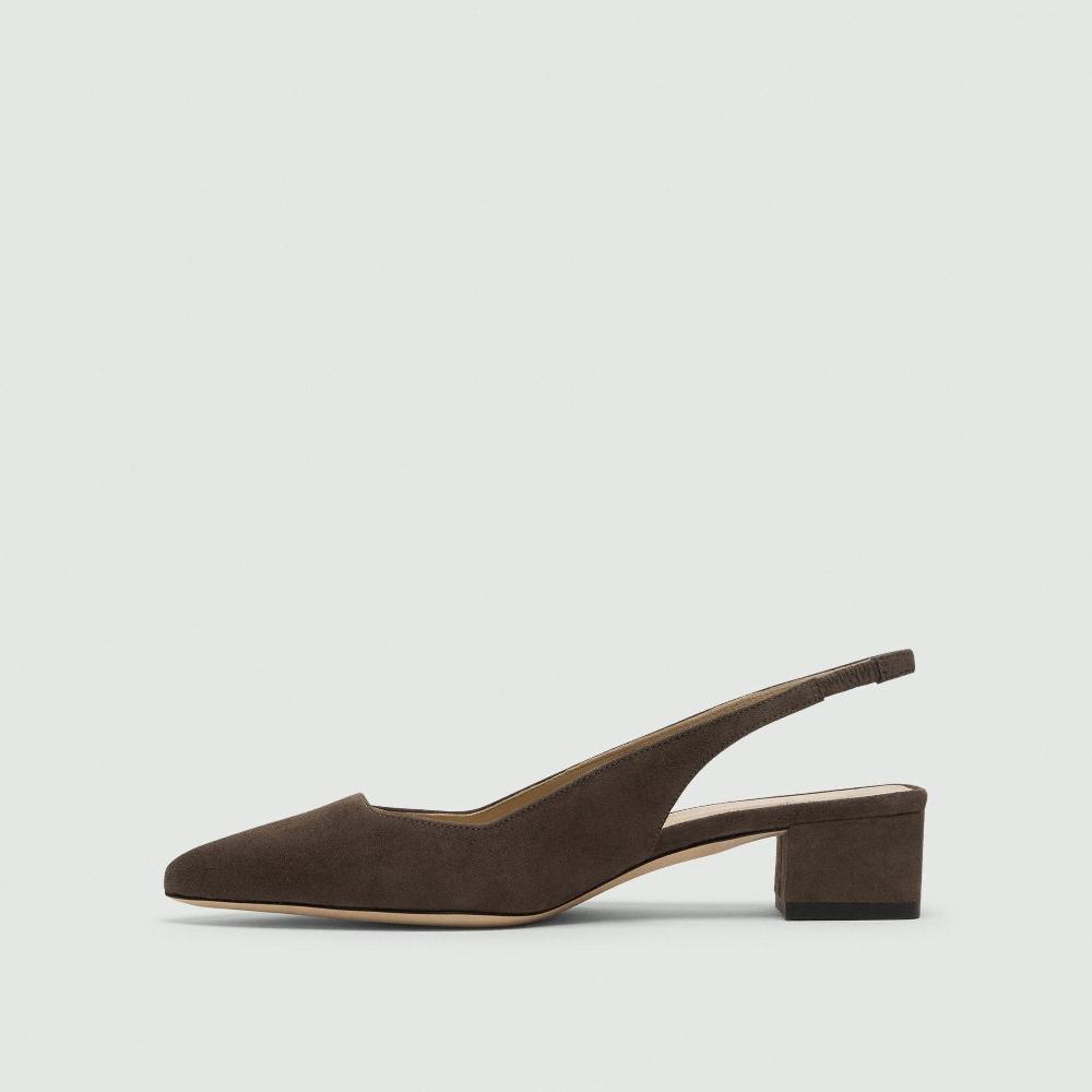 J Brand Block Heel Slingback In Suede Clove