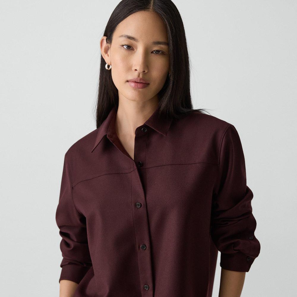 J Brand Boxy Shirt In Sleek Flannel Merlot