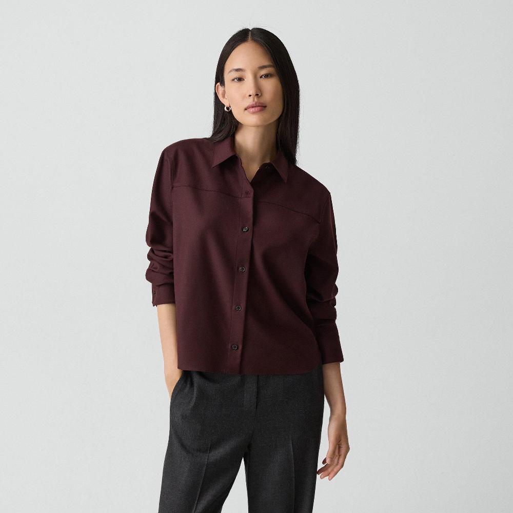 j brand Boxy Shirt in Sleek Flannel merlot
