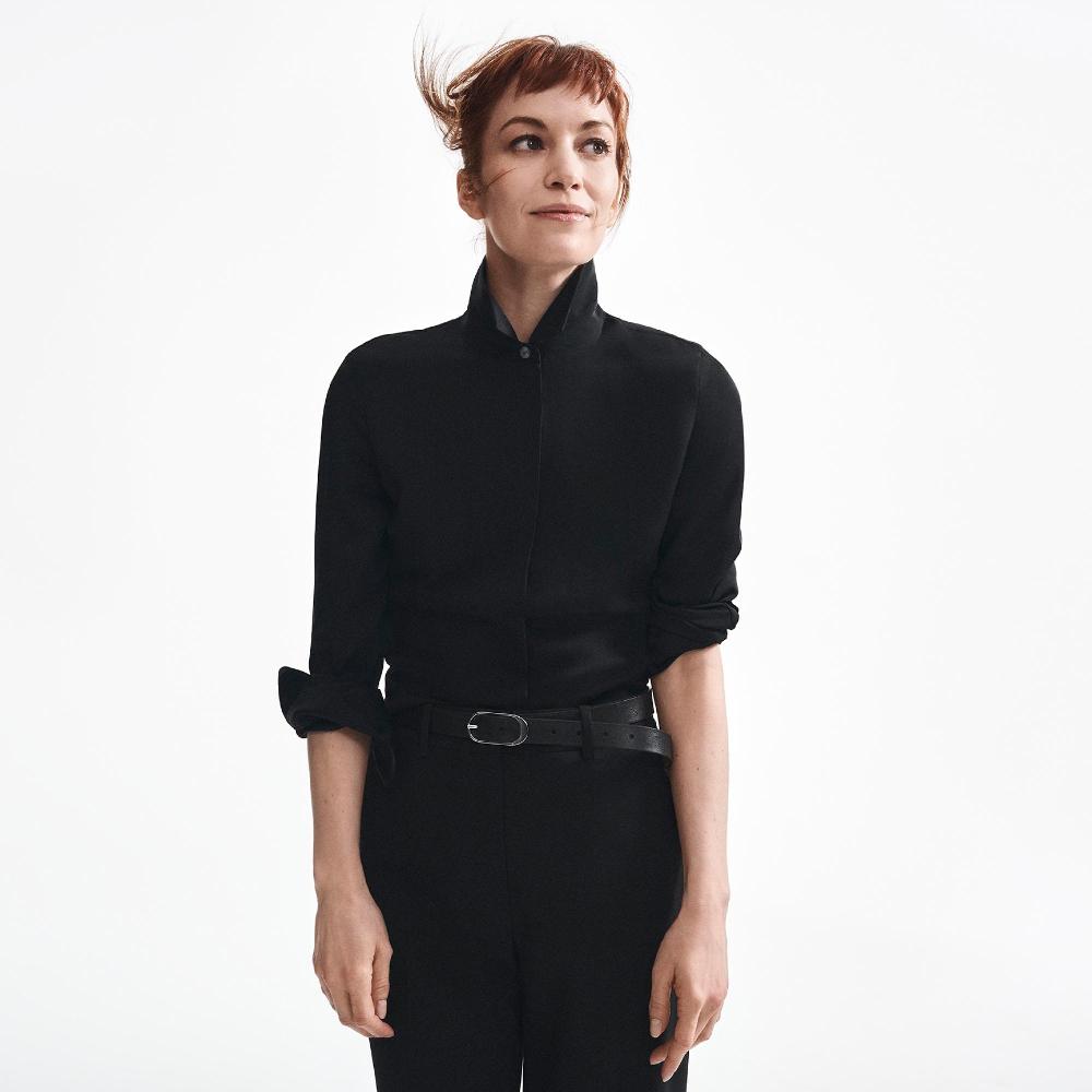 J Brand Classic Oblong Belt In Leather Black