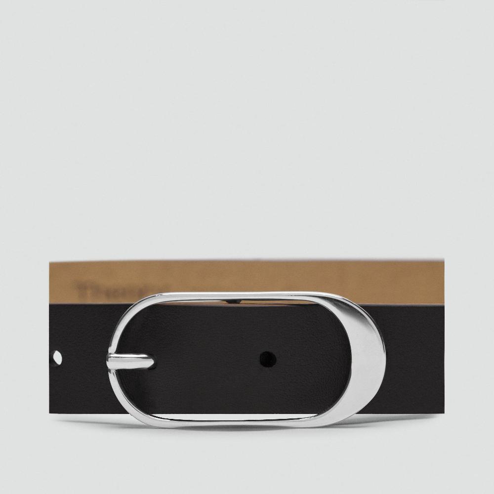 J Brand Classic Oblong Belt In Leather Black