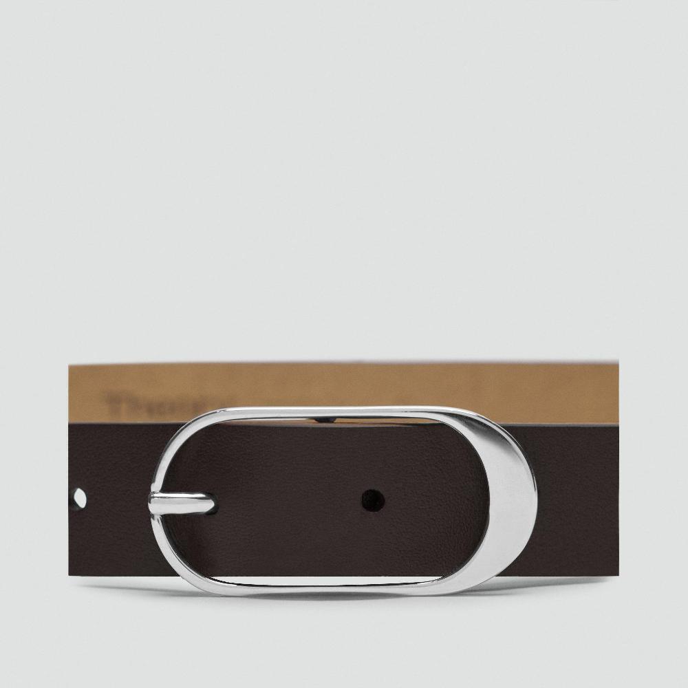 J Brand Classic Oblong Belt In Leather Cacao/gold