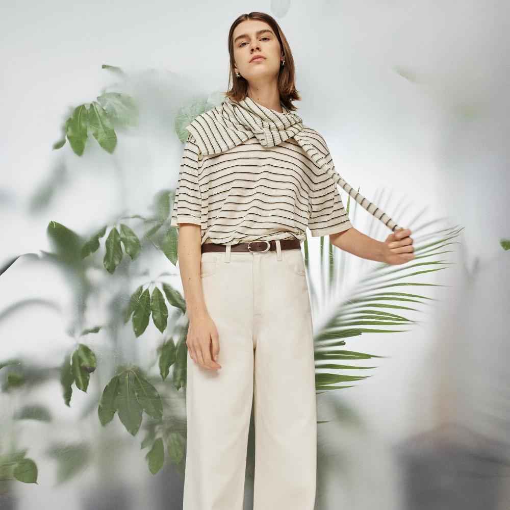 J Brand Classic Oblong Belt In Leather White