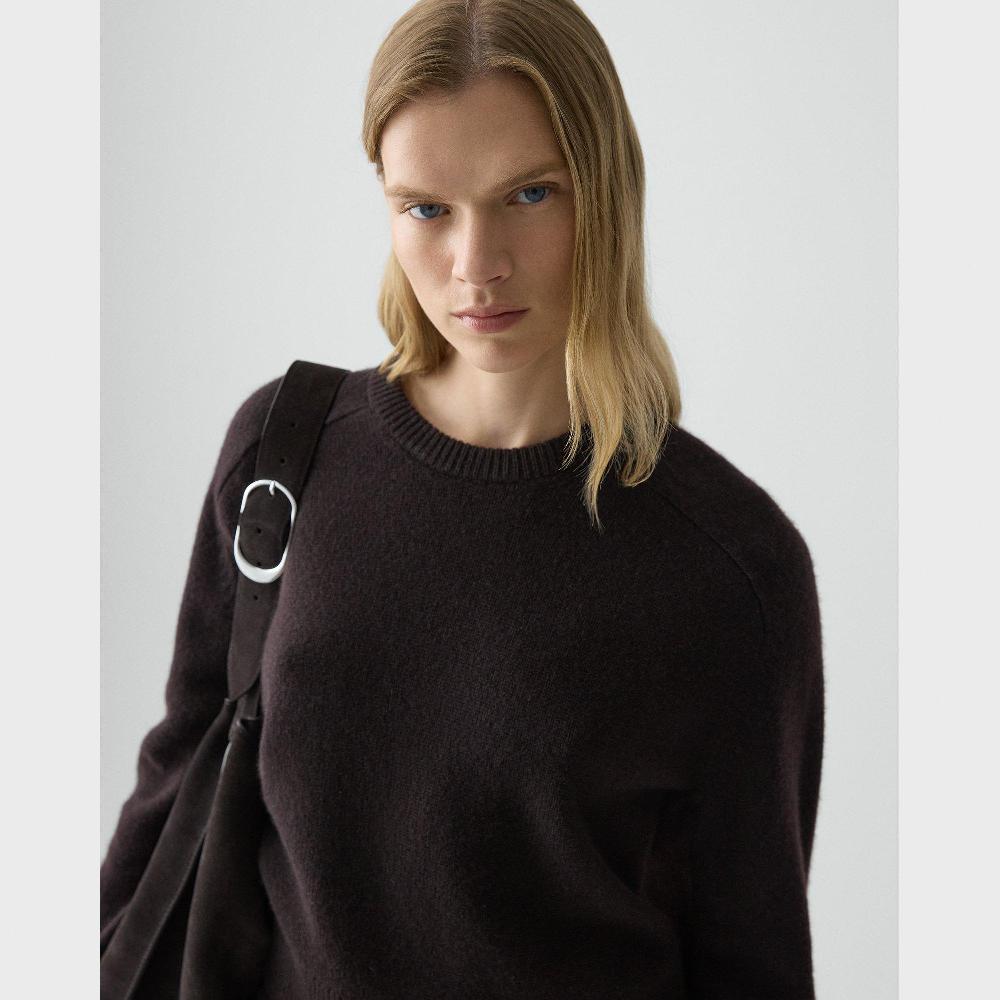 J Brand Cropped Crewneck Sweater In Cashmere Cacao