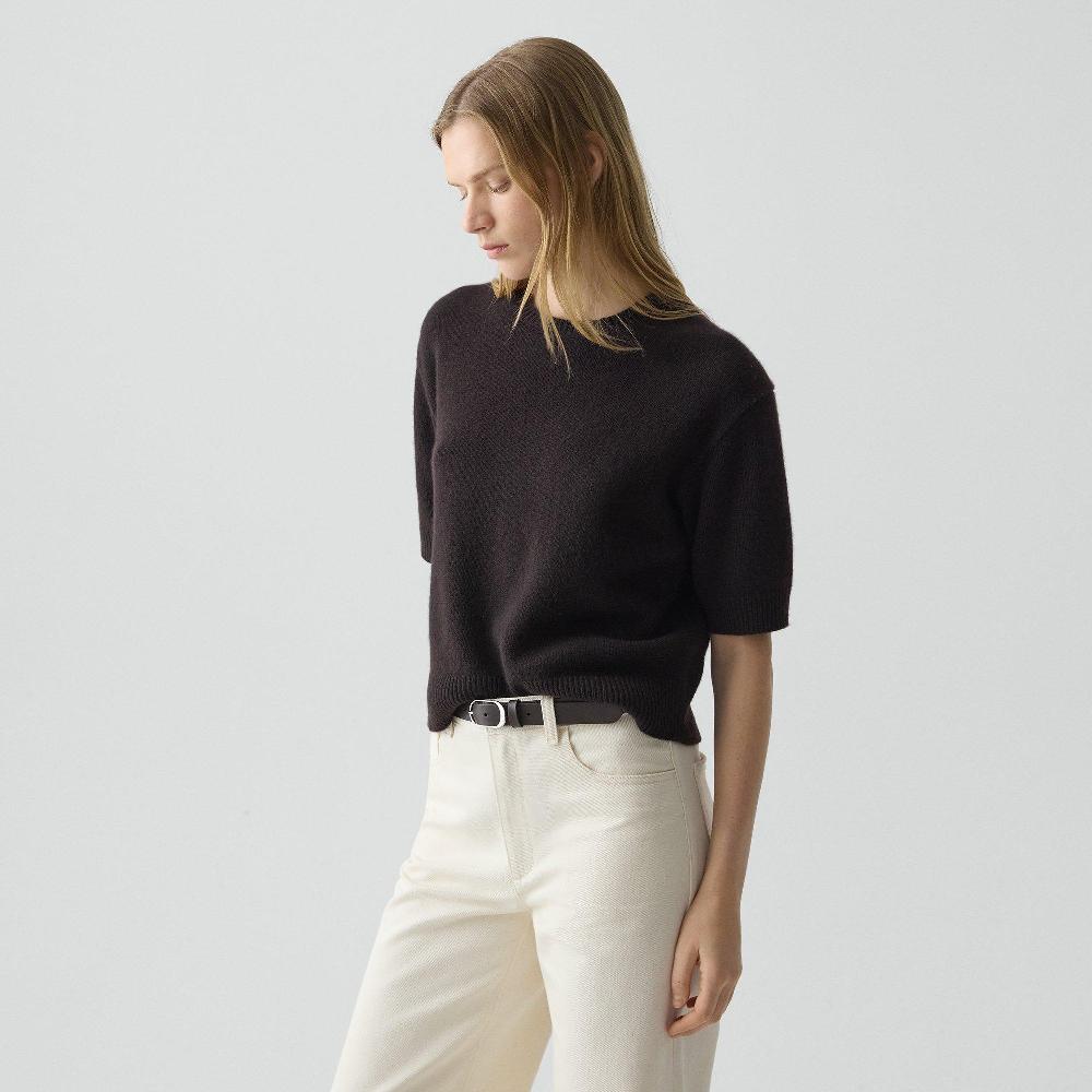 J Brand Cropped Tee In Cashmere Cacao