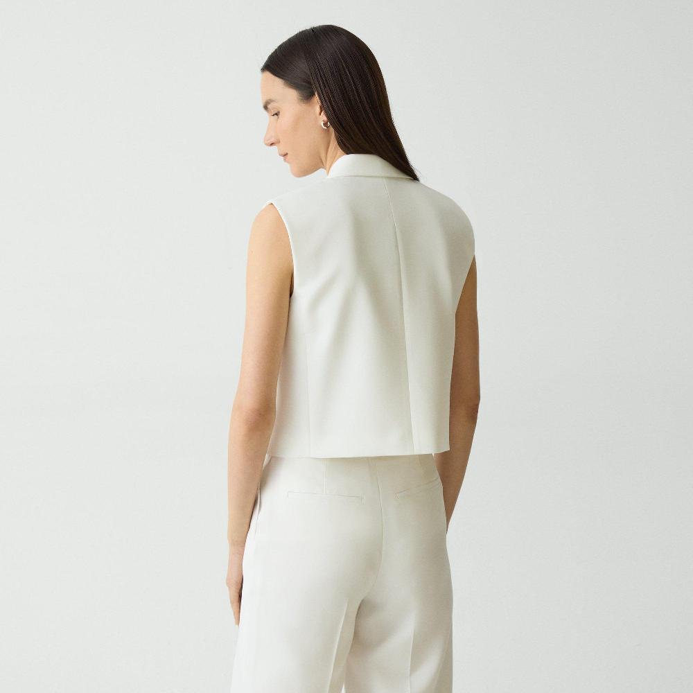 J Brand Double-Breasted Vest In City Twill Ivory