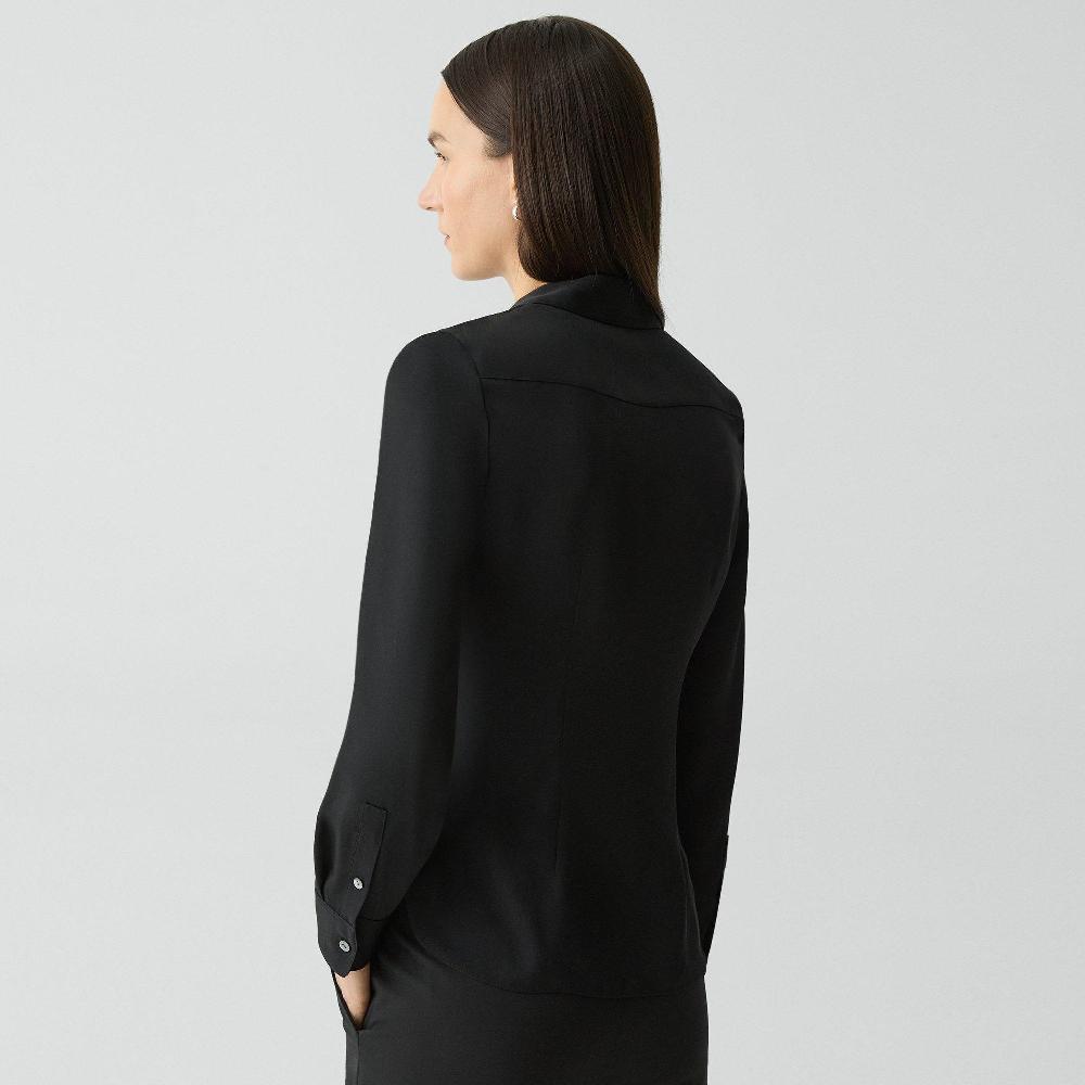 J Brand Fitted Shirt In Silk Georgette Black