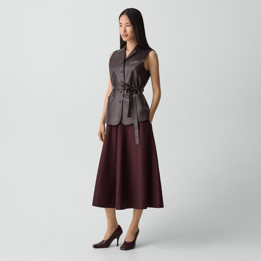 J Brand Flared Midi Skirt In Sleek Flannel Merlot