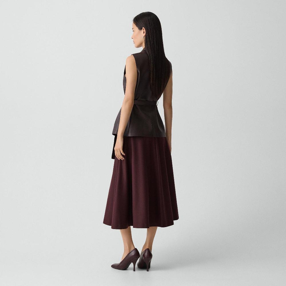 J Brand Flared Midi Skirt In Sleek Flannel Merlot