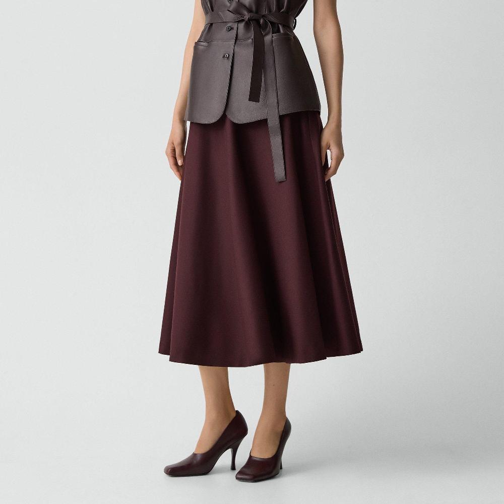 J Brand Flared Midi Skirt In Sleek Flannel Merlot