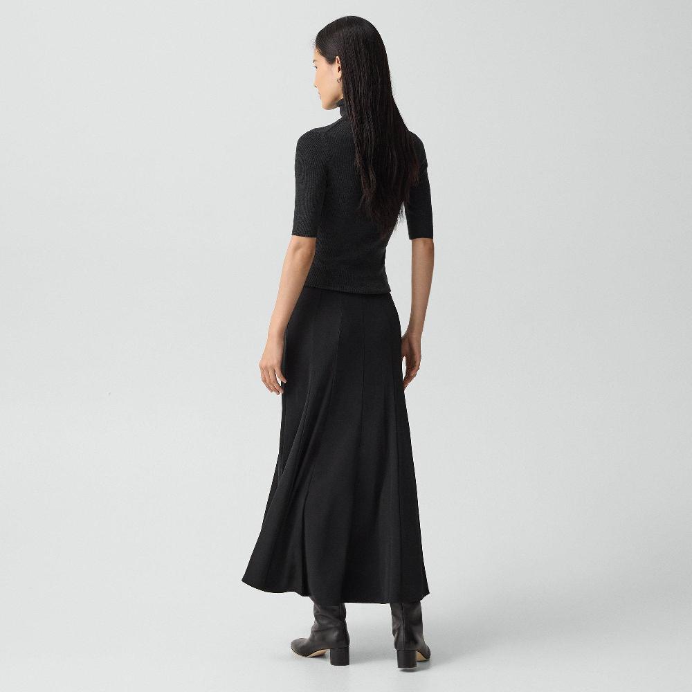 J Brand Fluted Seam Skirt In Crepe Jersey Black