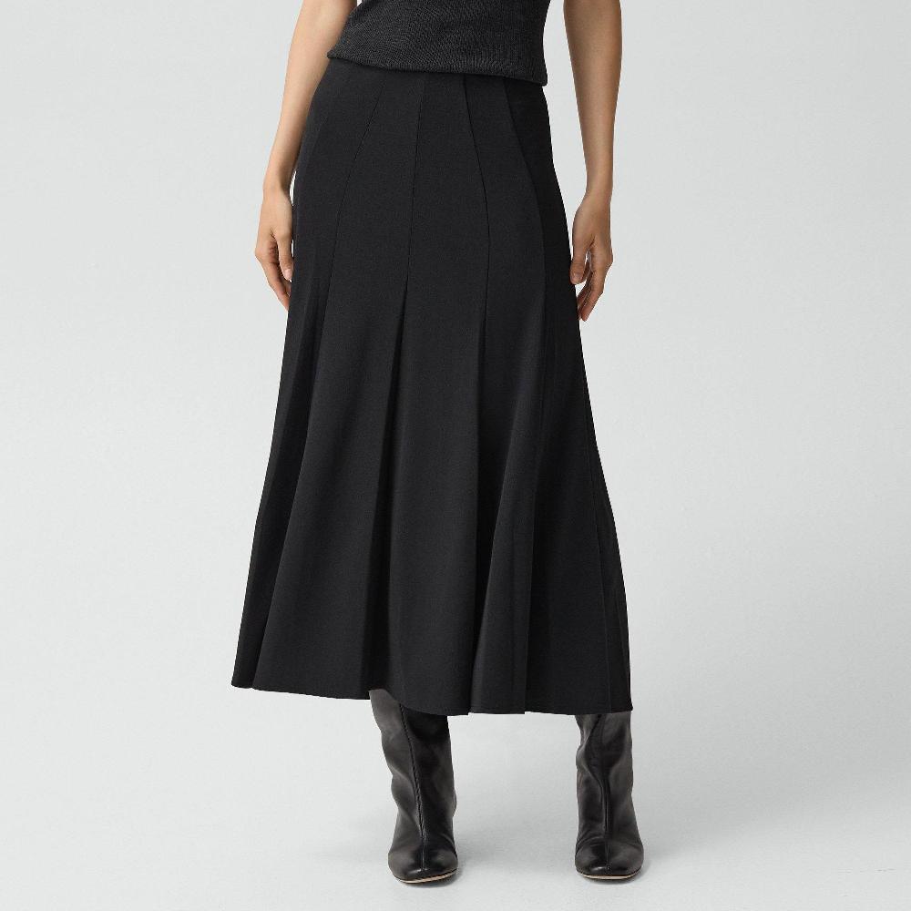 J Brand Fluted Seam Skirt In Crepe Jersey Black