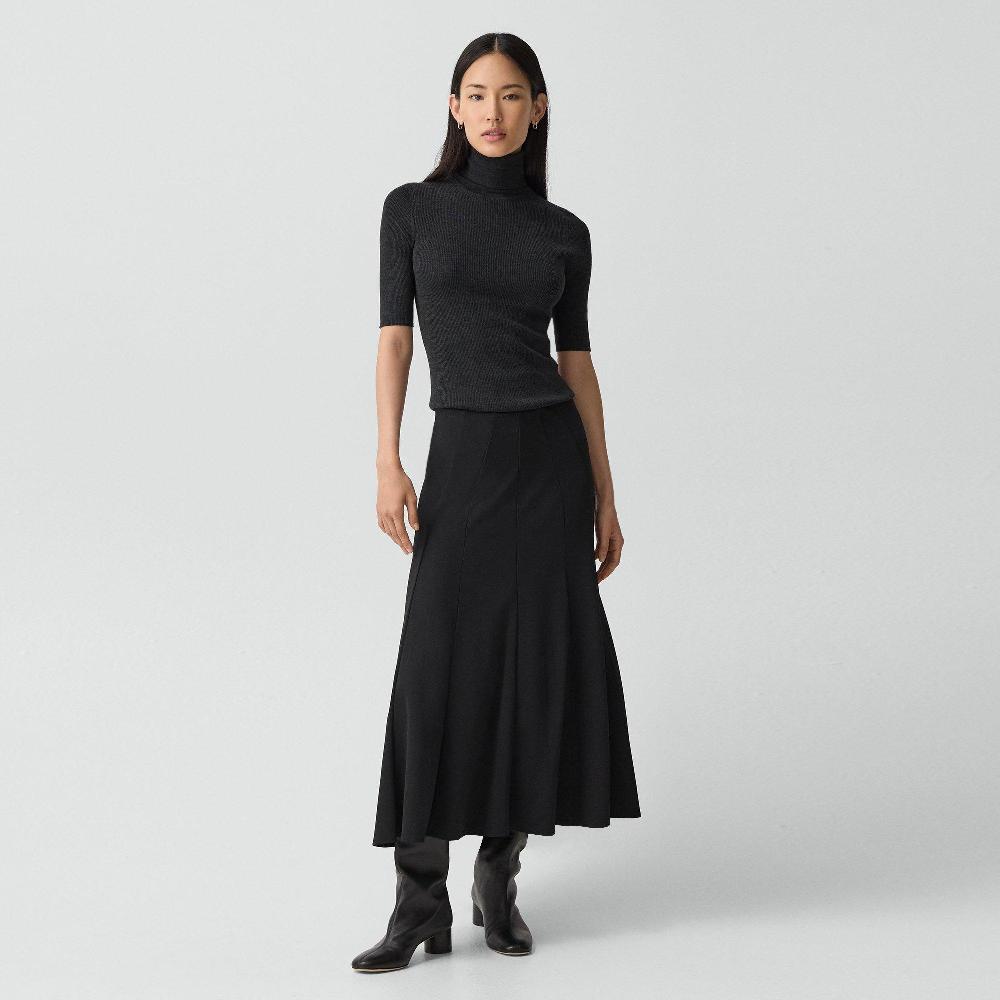 j brand Fluted Seam Skirt in Crepe Jersey black