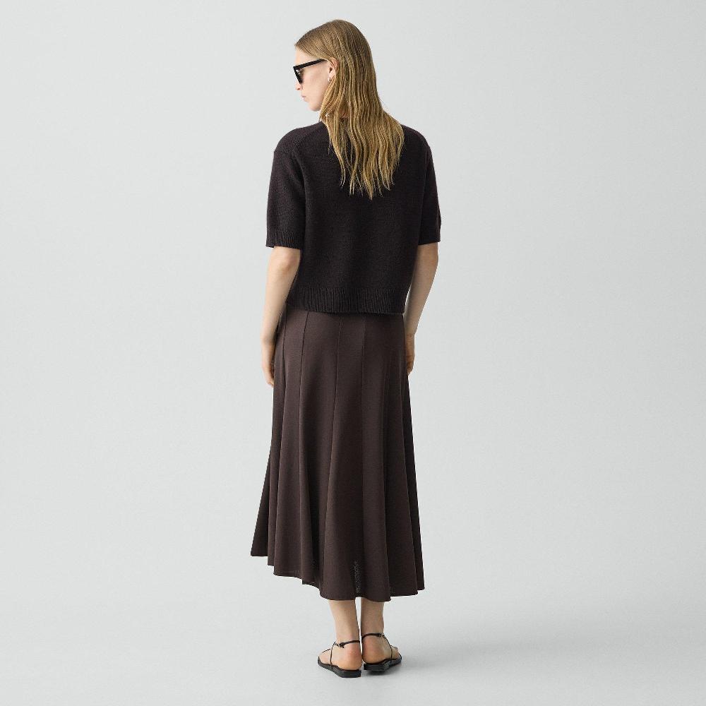 J Brand Fluted Seam Skirt In Crepe Jersey Cacao