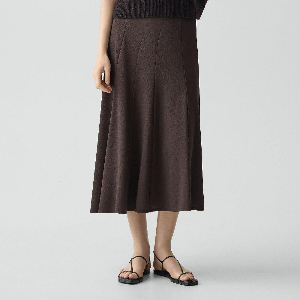 J Brand Fluted Seam Skirt In Crepe Jersey Cacao