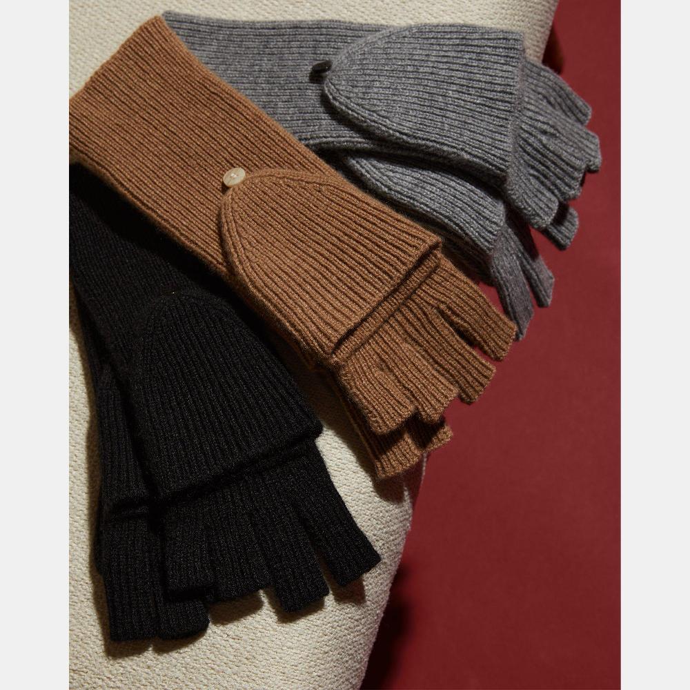 J Brand Fold-Back Gloves In Cashmere Black