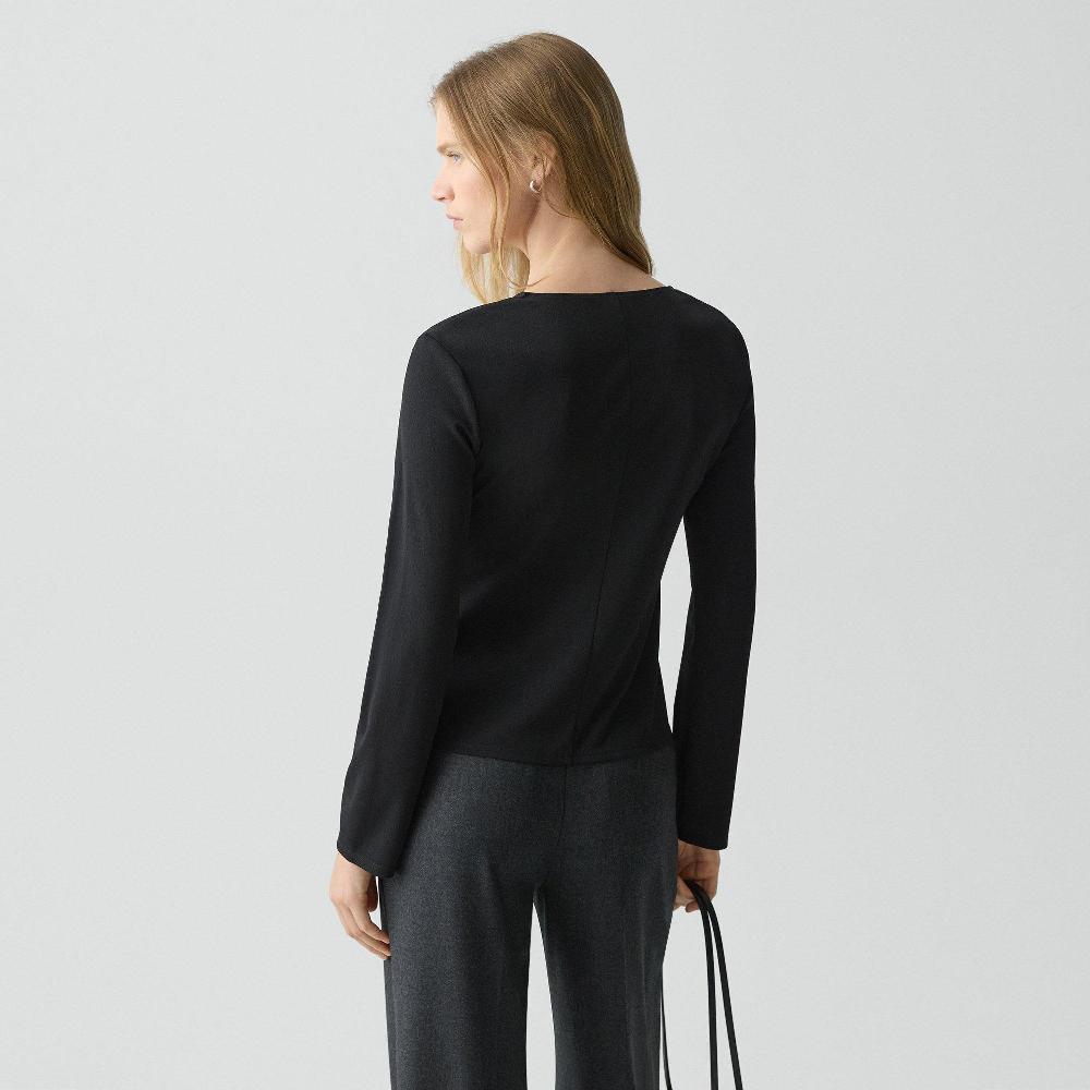 J Brand Gathered Top In Crepe Jersey Black