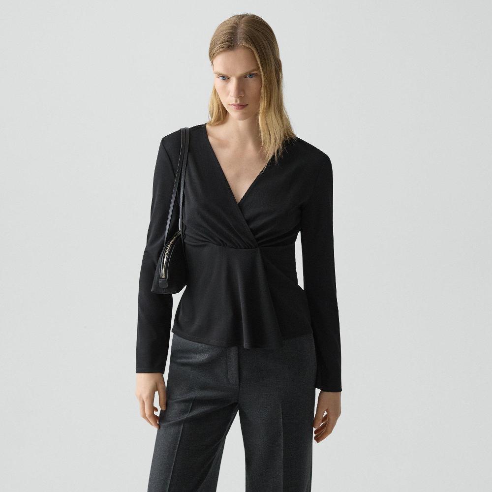 j brand Gathered Top in Crepe Jersey black