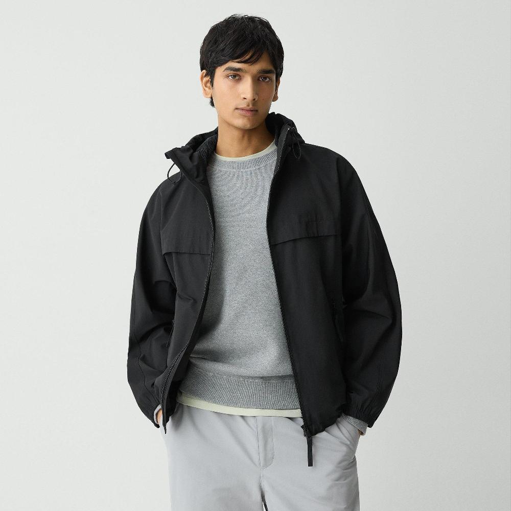 j brand Hooded Jacket in Cotton-Blend black
