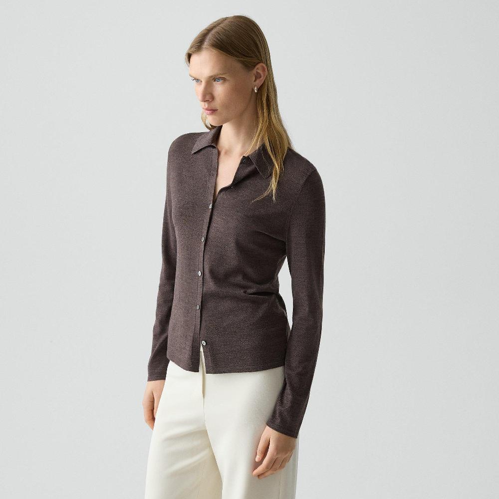 J Brand Knit Shirt In Regal Wool Walnut Melange