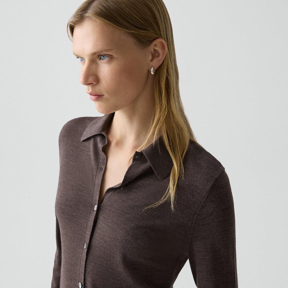 J Brand Knit Shirt In Regal Wool Walnut Melange