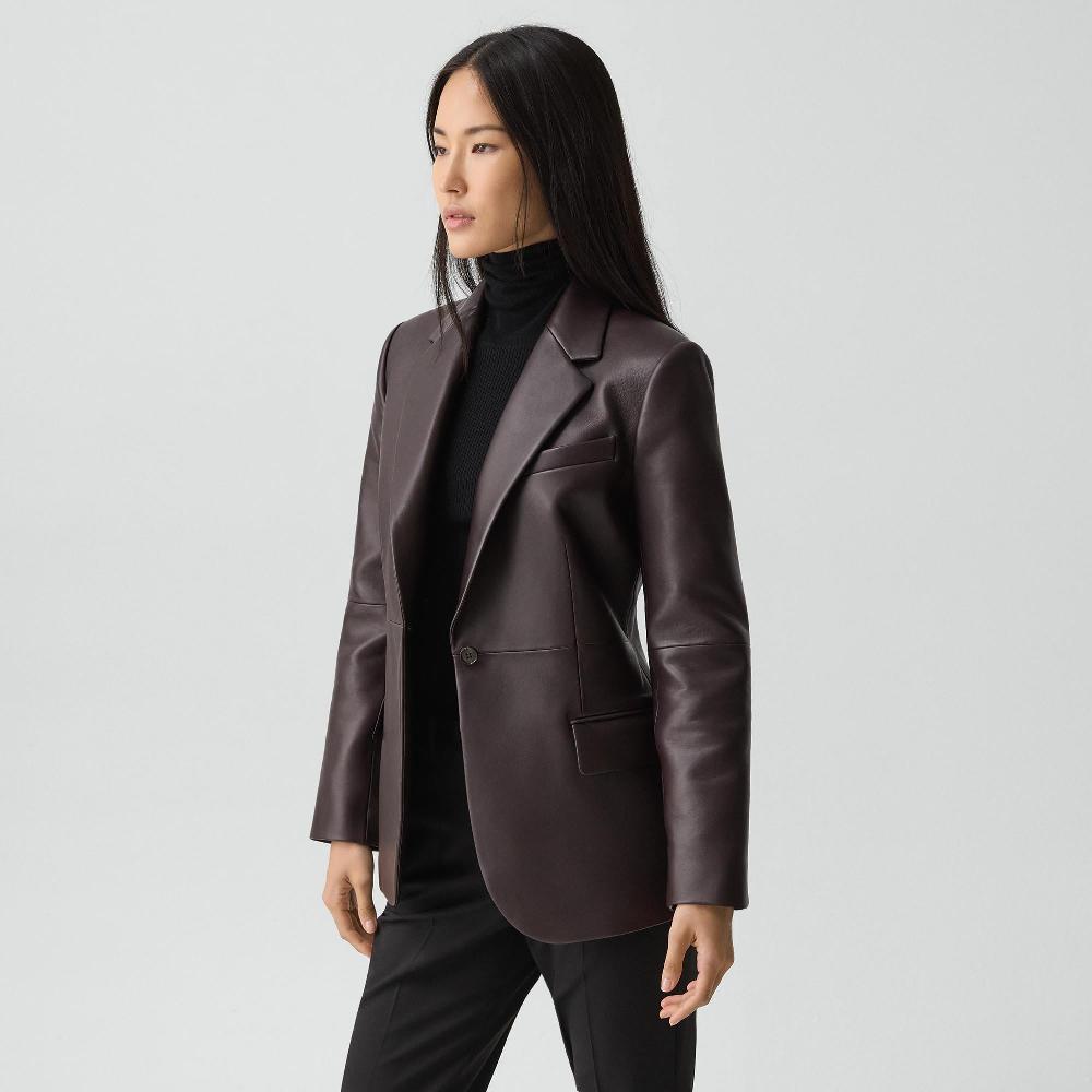 J Brand Lynnia Blazer In Leather Cacao