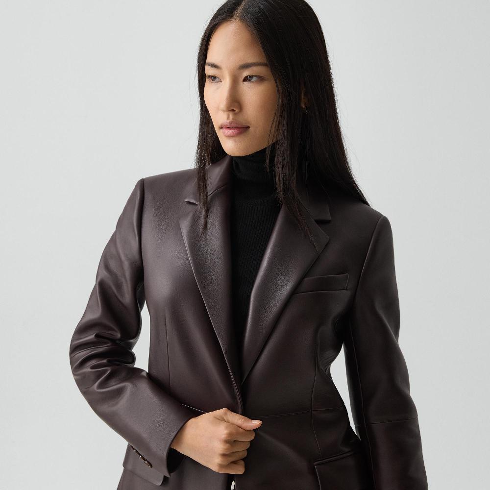 J Brand Lynnia Blazer In Leather Cacao