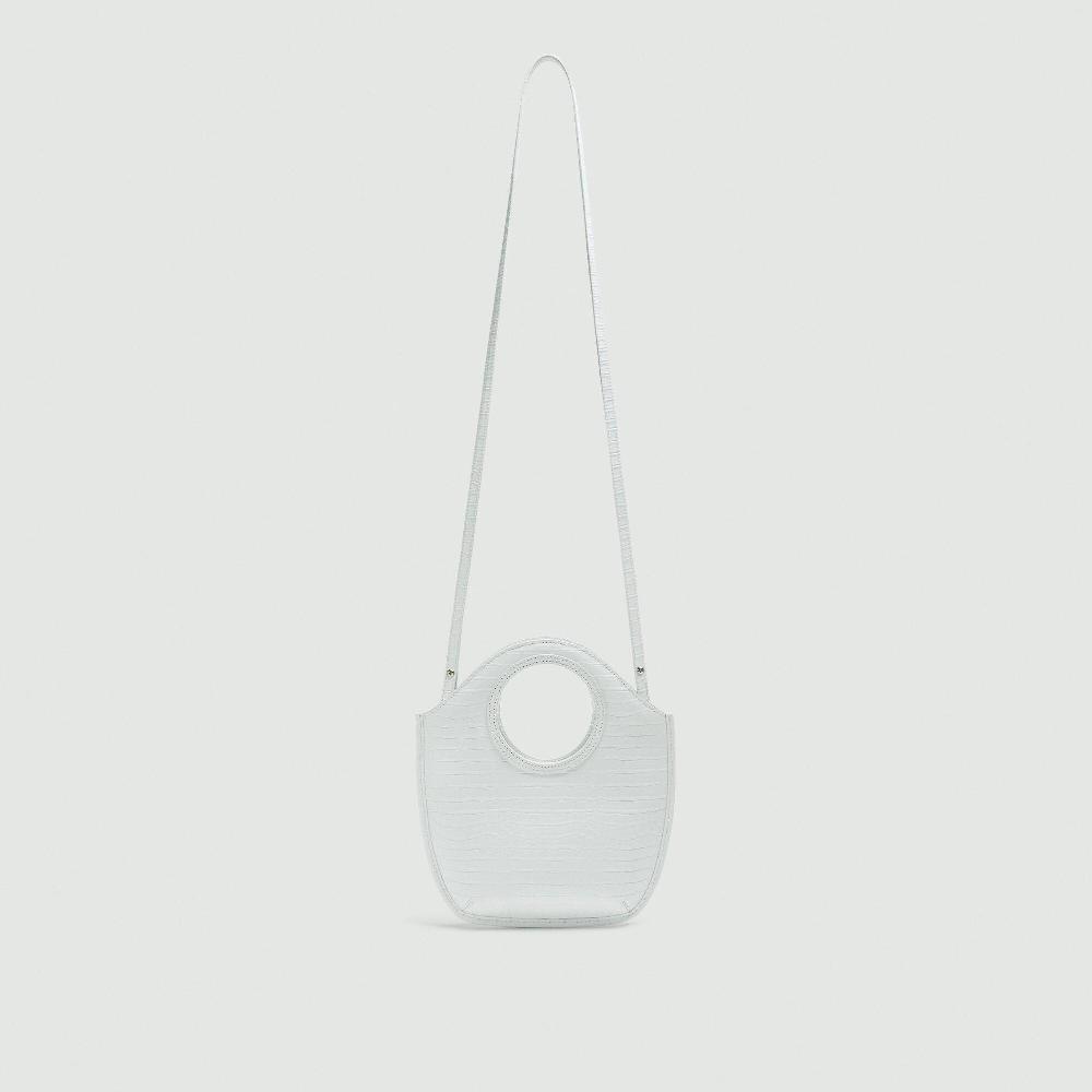 J Brand Mini Circle Bag In Embossed Leather White