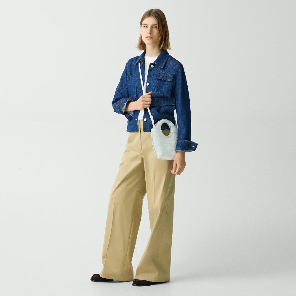 j brand Mini Circle Bag in Embossed Leather white