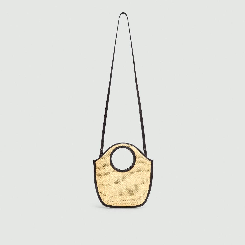 J Brand Mini Circle Bag In Raffia Natural