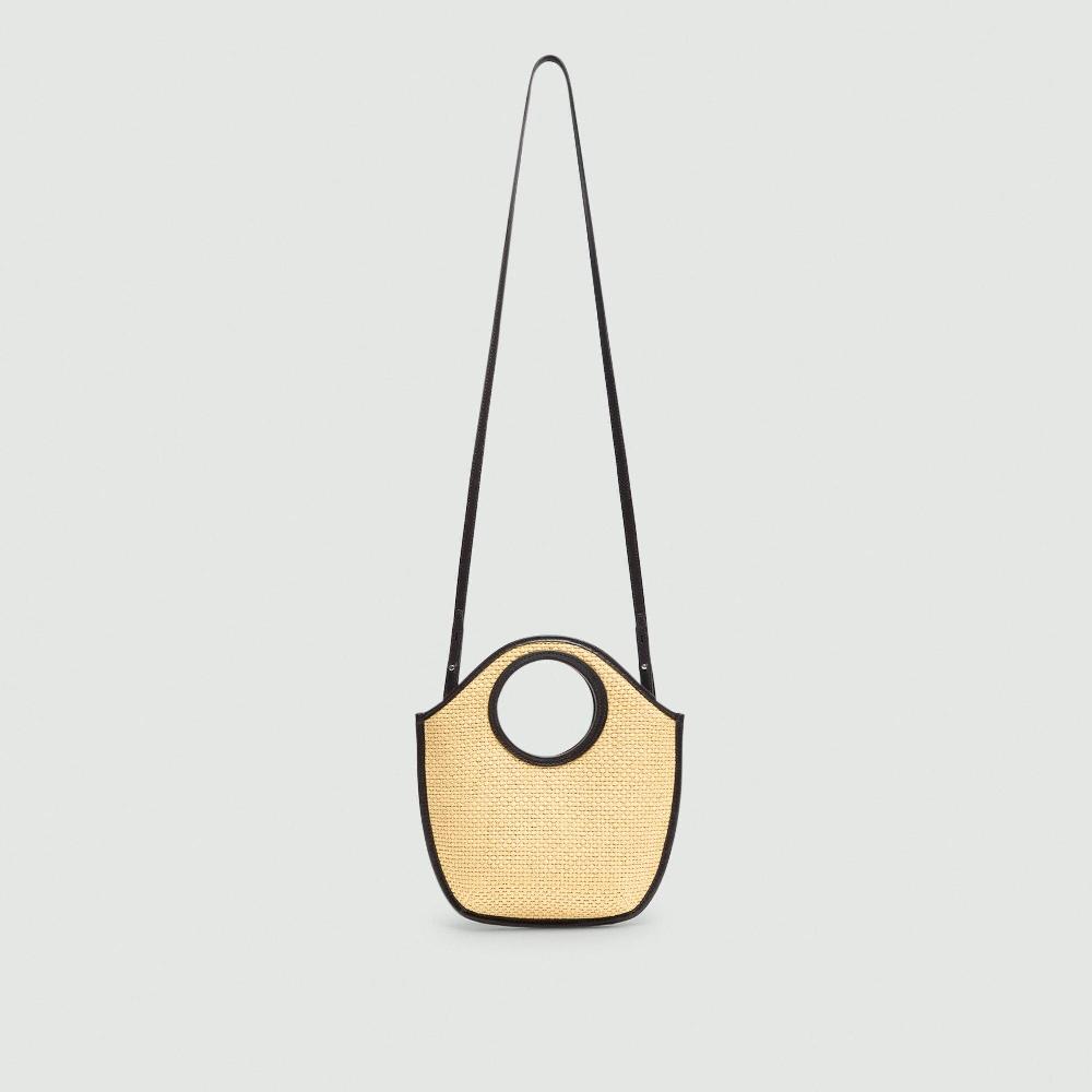 J Brand Mini Circle Bag In Raffia Natural