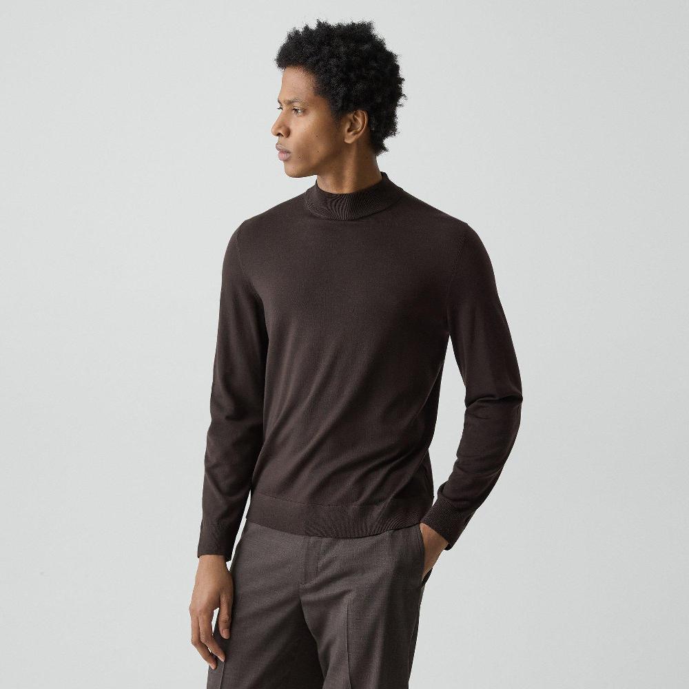j brand Mock Neck Sweater in Regal Wool brownwood