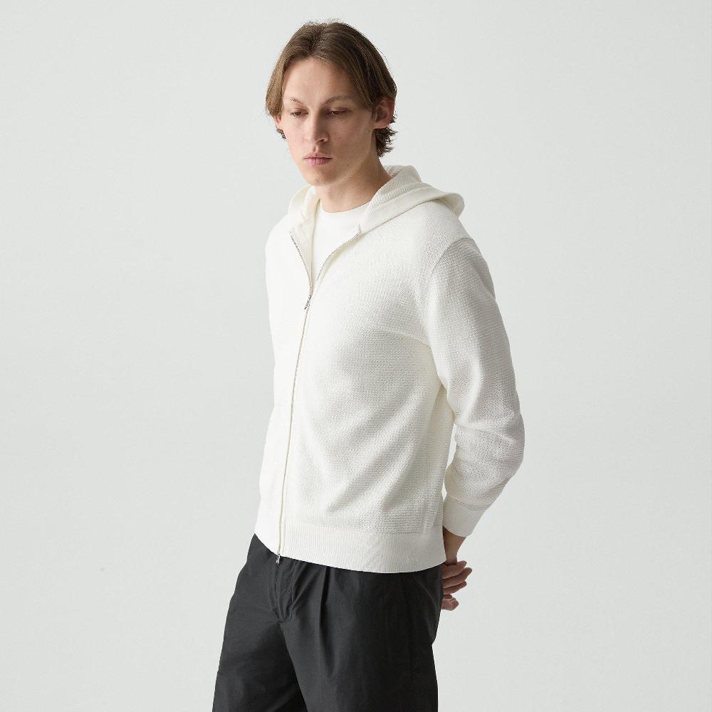J Brand Myhlo Zip-Up Hoodie In Cotton Ivory