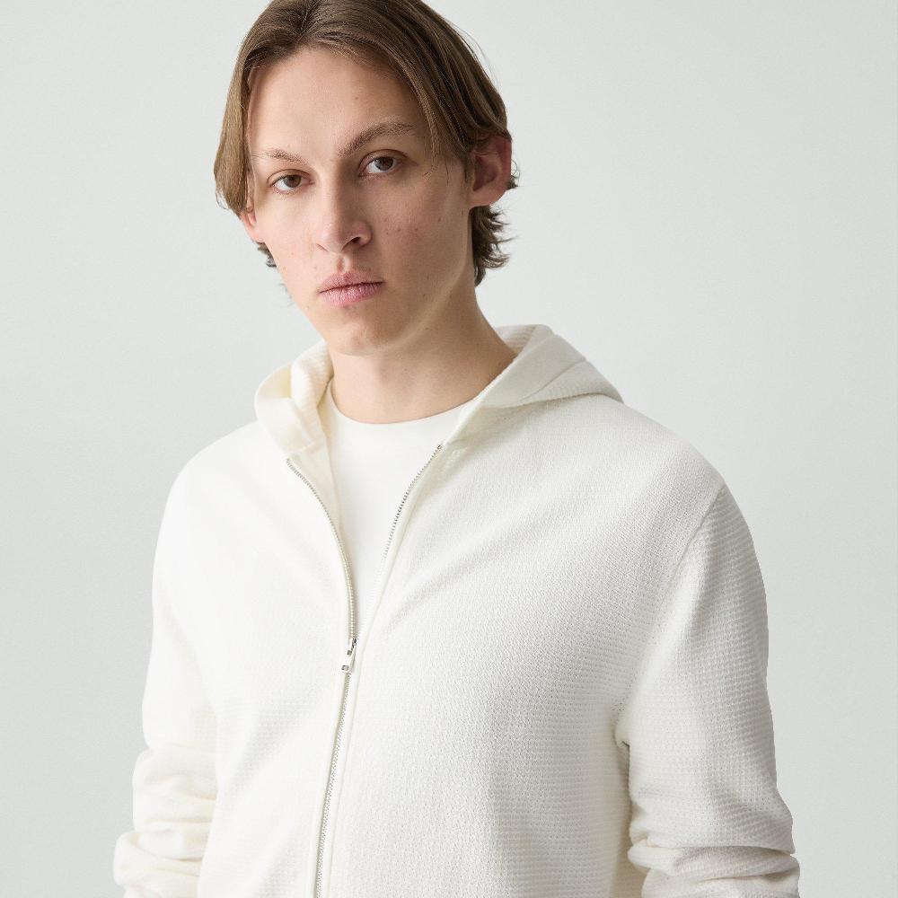 J Brand Myhlo Zip-Up Hoodie In Cotton Ivory