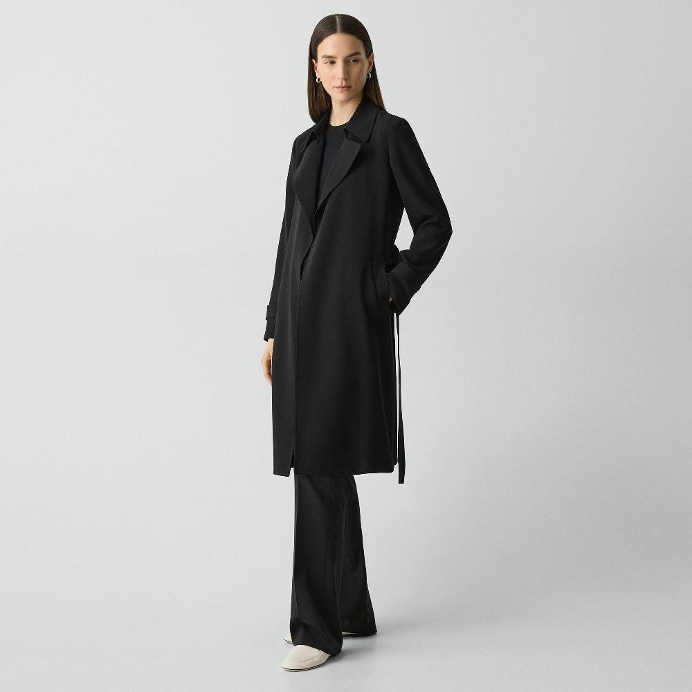 J Brand Oaklane Trench Coat In Admiral Crepe Black