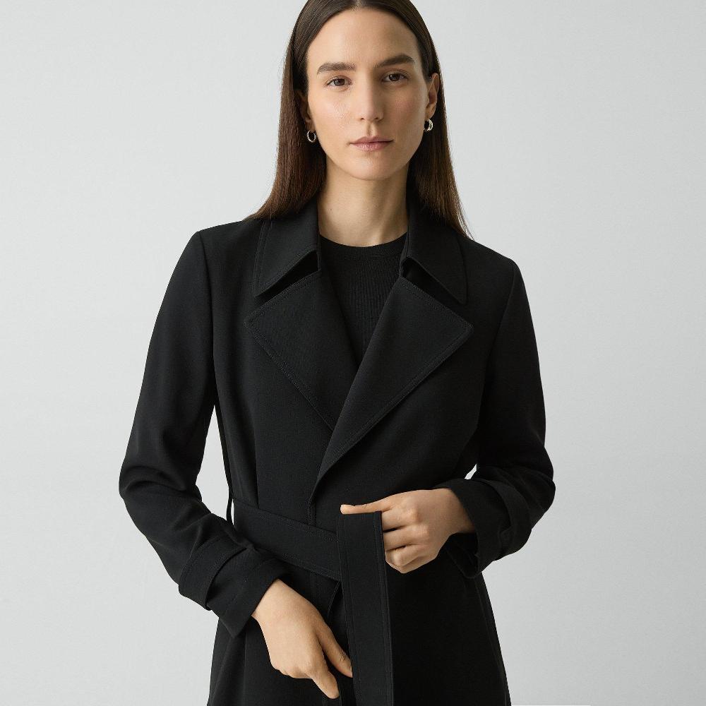 J Brand Oaklane Trench Coat In Admiral Crepe Black