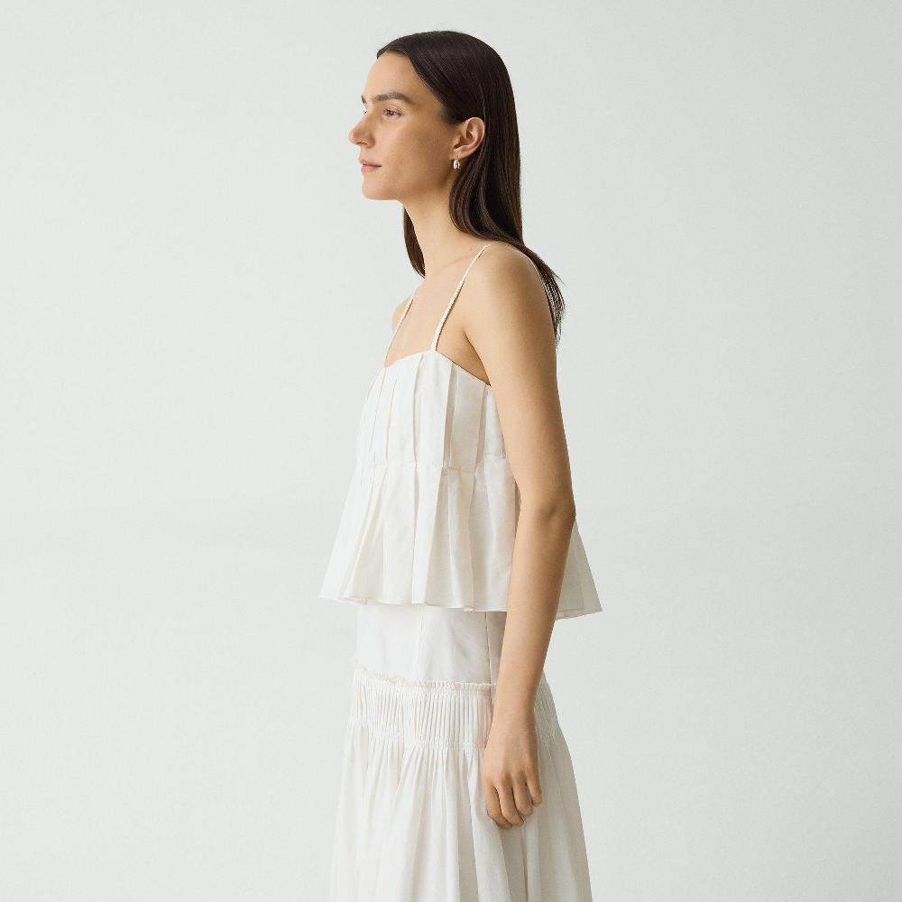 J Brand Pleated Camisole In Cotton-Blend White