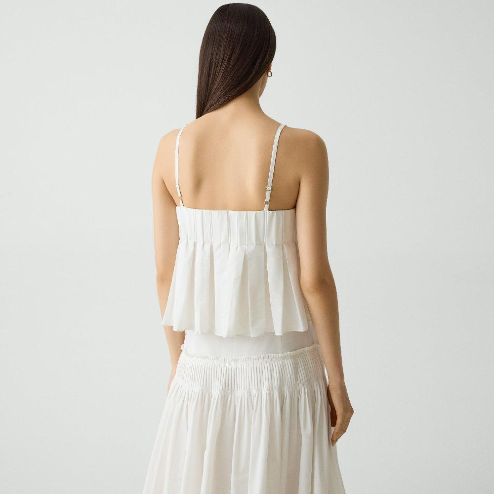 J Brand Pleated Camisole In Cotton-Blend White