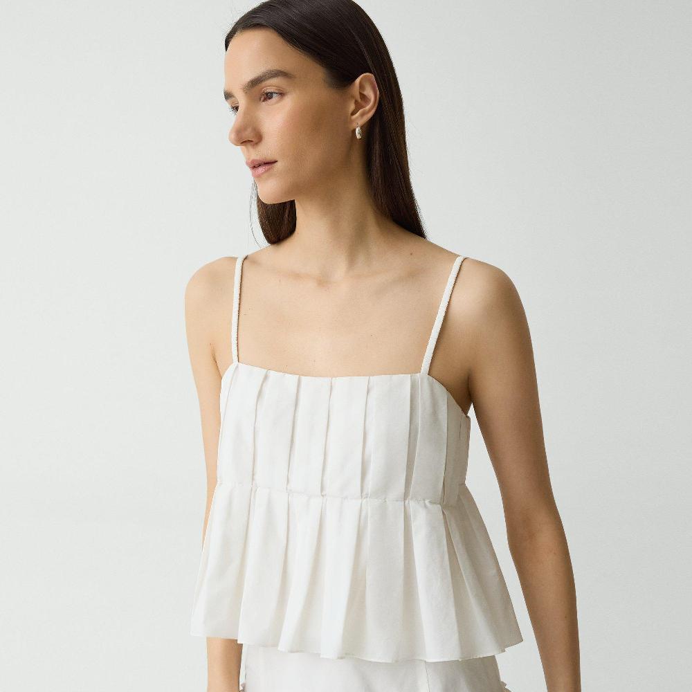 J Brand Pleated Camisole In Cotton-Blend White