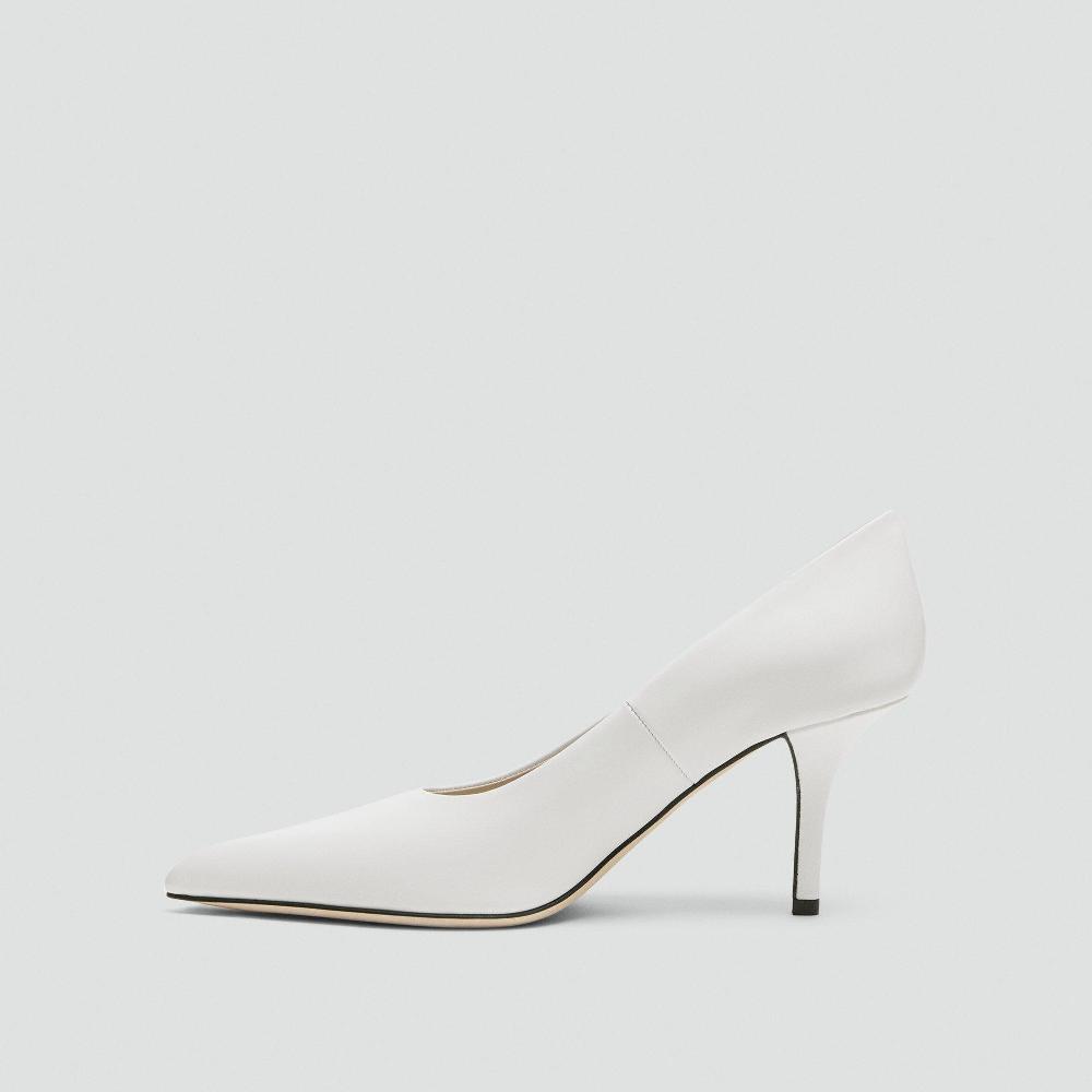 J Brand Pointed-Toe Pump In Leather White