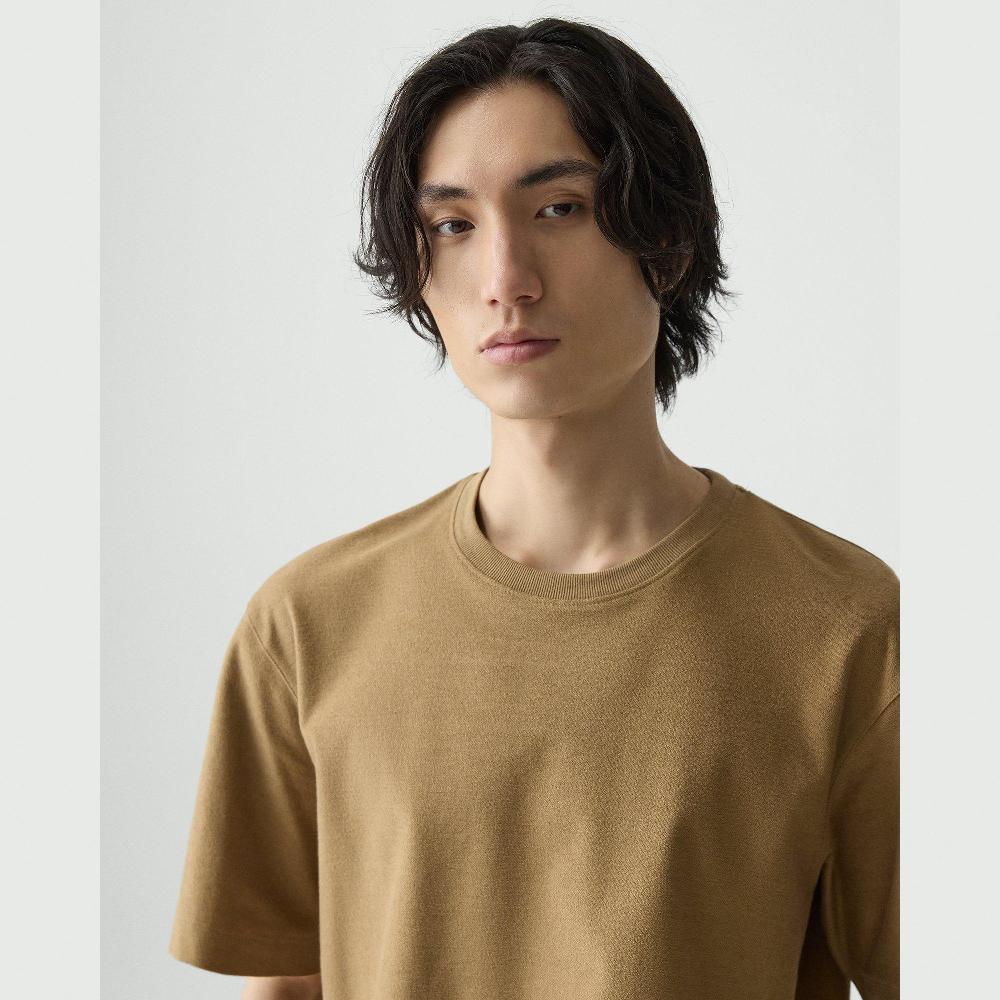 J Brand Relaxed Tee In Terry Cotton Dark Chino