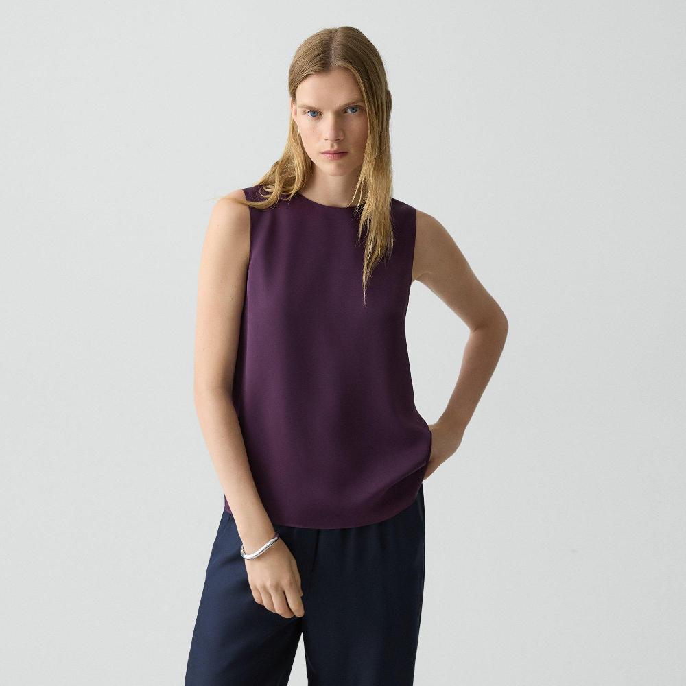 j brand Shell Top in Silk Georgette black iris