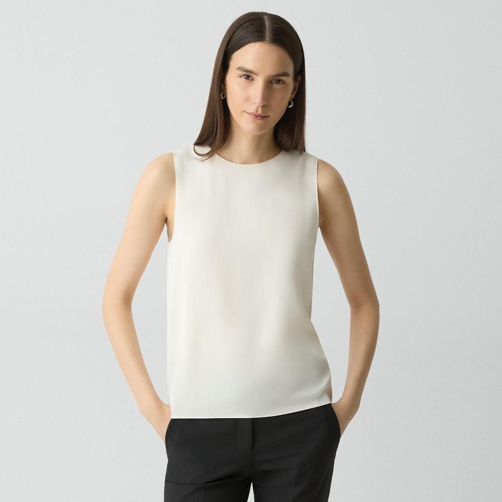 j brand Shell Top in Silk Georgette ivory