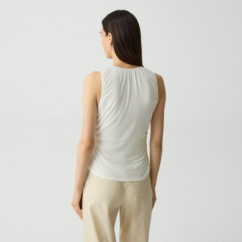 J Brand Shirred Top In Soft Rib Ivory