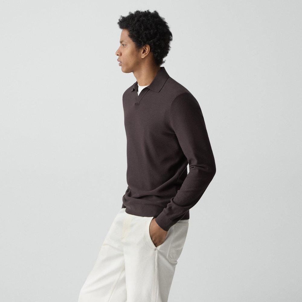 J Brand Soris Polo Shirt In Light Bilen Brownwood