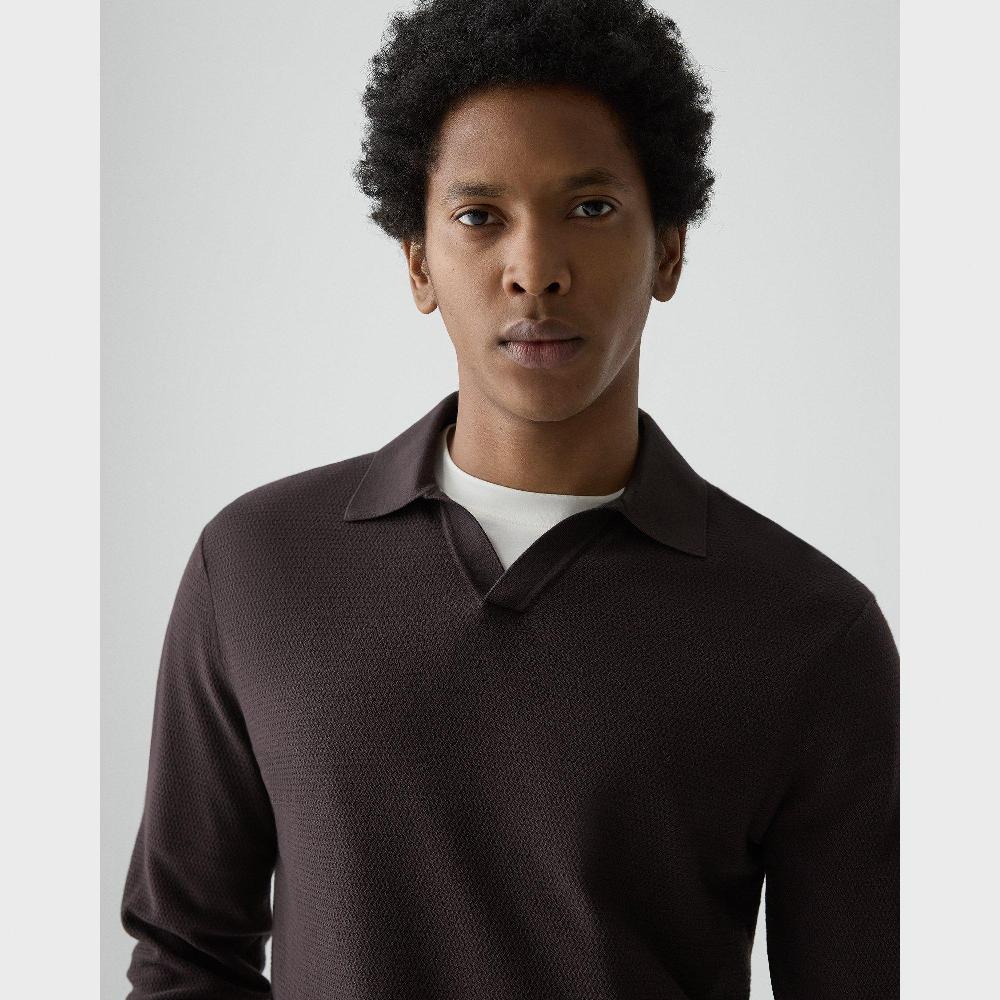 J Brand Soris Polo Shirt In Light Bilen Brownwood