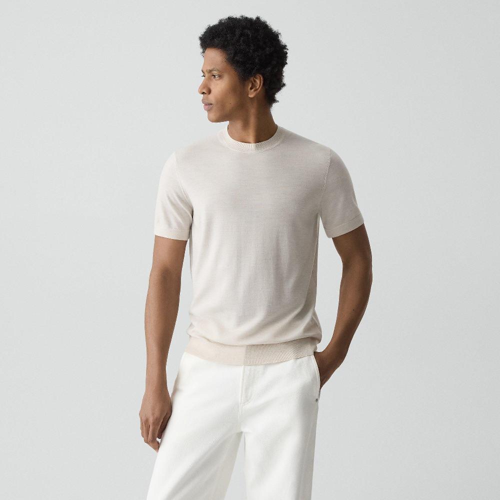 j brand Soris Tee in Regal Wool alabaster melange