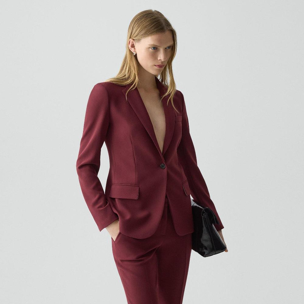 j brand Staple Blazer in Admiral Crepe grenache