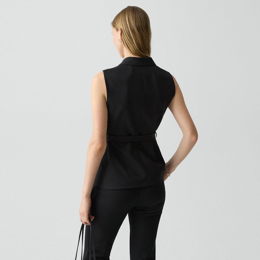 J Brand Tie Waist Vest In Good Wool Black