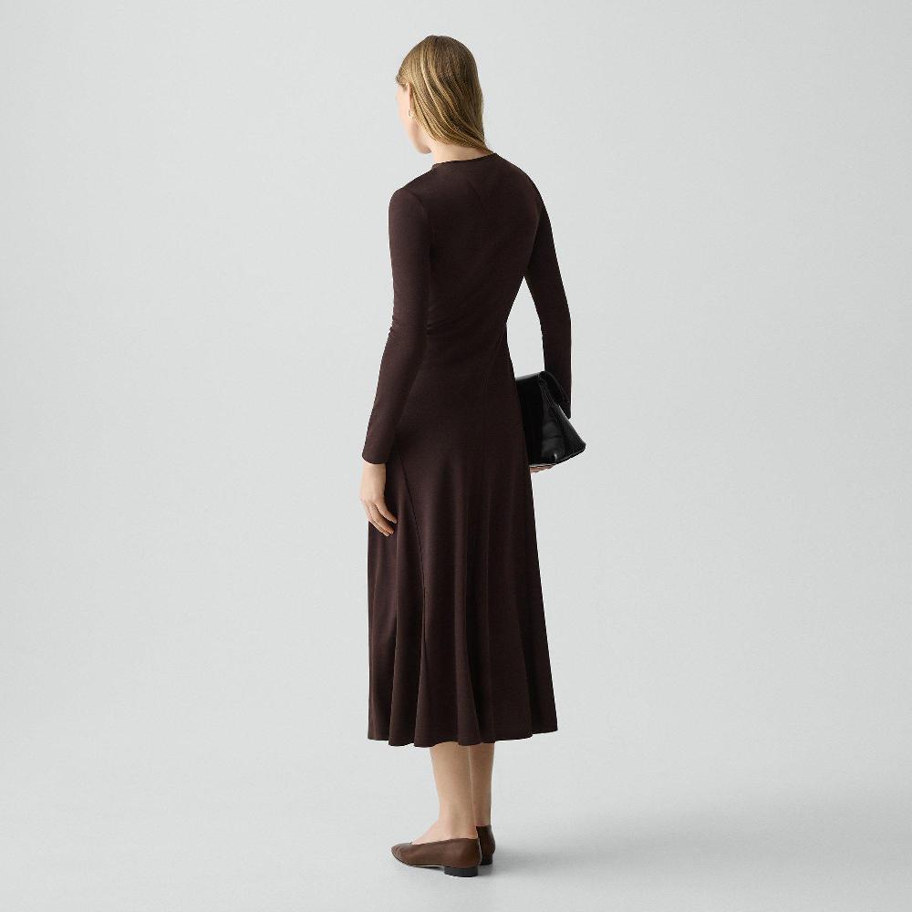 J Brand Twist Neck Dress In Crepe Jersey Cacao